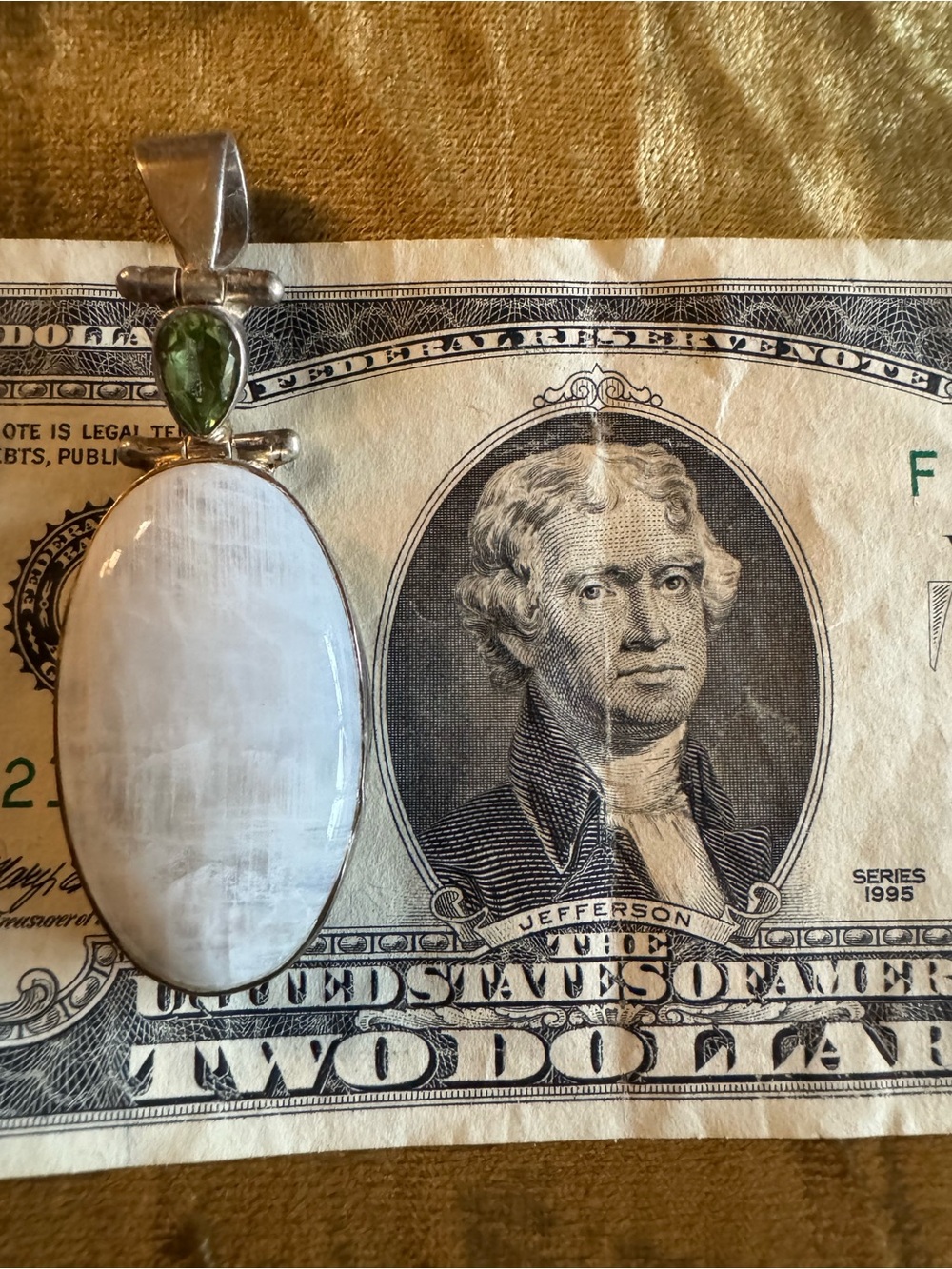 Sterling Silver Moonstone and Peridot Gem Pendant